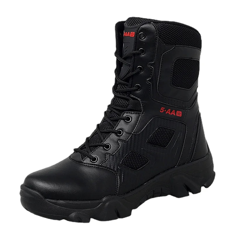 Men Lace-up Boots Motorcycle Ankle Black