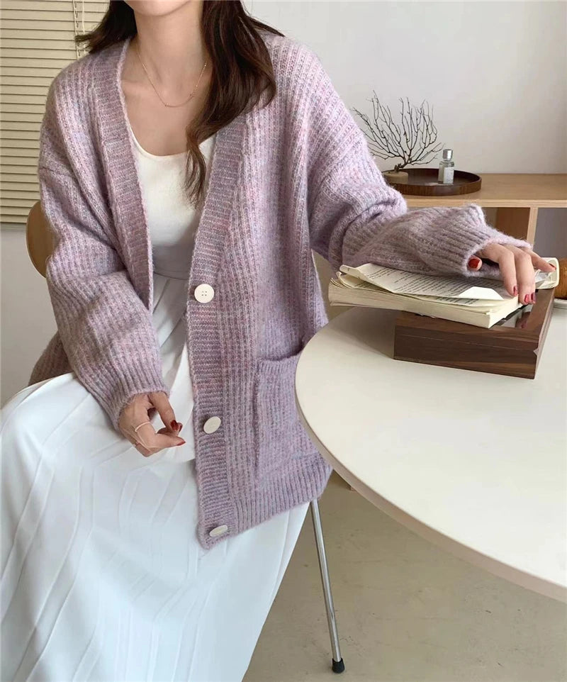 Fashion Chic Vintage Oversized Sweaters Knitted Cardigans