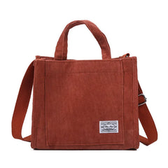 Women Corduroy Zipper Shoulder Bag Small Canvas Handbag Casual