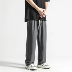 Men's Casual Trousers Baggy Straight Drawstring Elastic Waist Clothing