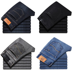 Men's Stretch Regular Fit Jeans Business Casual Classic Style Fashion