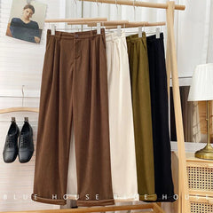 Vintage High Waist Corduroy Pants Women Classic Baggy Wide Leg