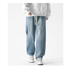 Men's Fleece Thickened Warm Jeans Baggy Straight Fashion Casual