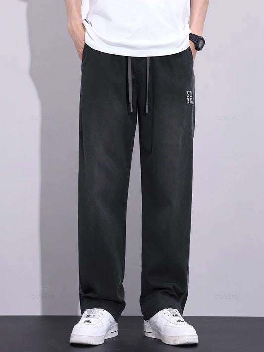 Brand Clothing Summer Thin Fabric Jeans Men Loose Wide Leg Pants