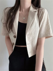 Vintage Style Suit Women's Blazer Casual Short Outwear