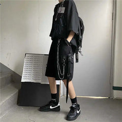 Summer Casual Cargo Pants Shorts Men's Loose Sports Pants Wide-leg