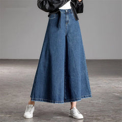 Loose Culotte Wash Vintage Wide Leg Jeans Women Oversize