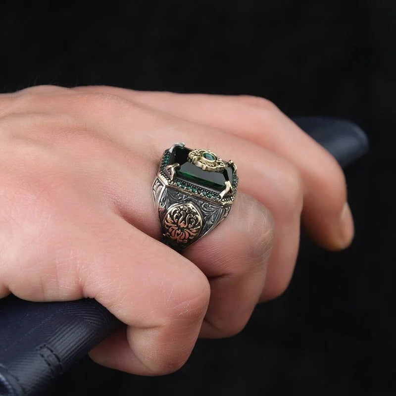 Retro Handmade Signet Ring for Men Vintage