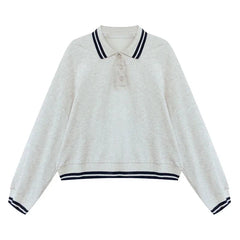 Striped Vintage Sweatshirts Women Preppy Style Long Sleeve