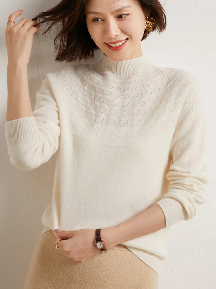 Pullover Sweater For Women Solid Hollow Knitwear Clothing Tops