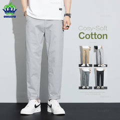 Ankle-Length Casual Pants Thin Business Straight Trousers Male Plus Size