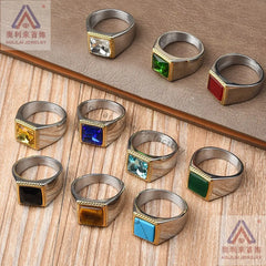 Gemstone style Stainless Steel Rings Classic Fashion