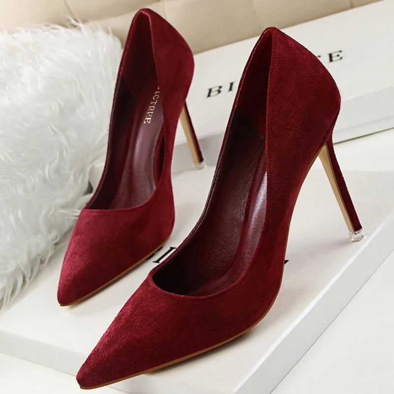 Pumps Suede High Heels Shoes Fashion Office Shoes Stiletto