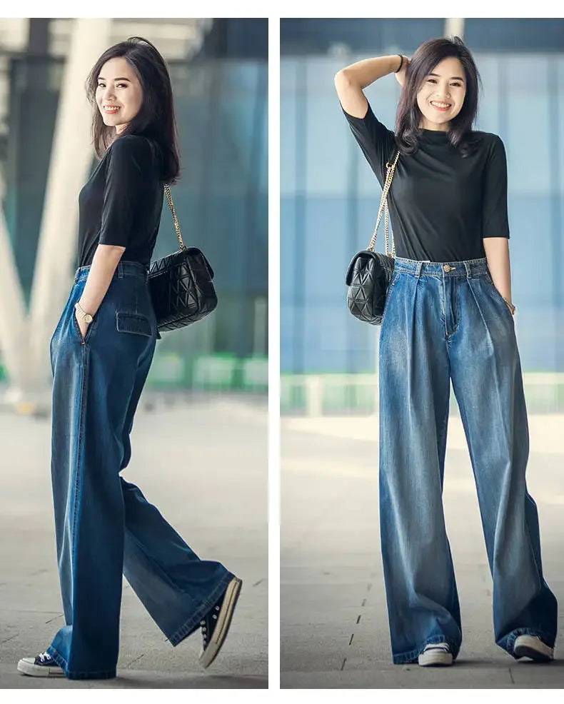 Oversize Baggy Wide Leg Jeans Women Streetwear Wash High Waist