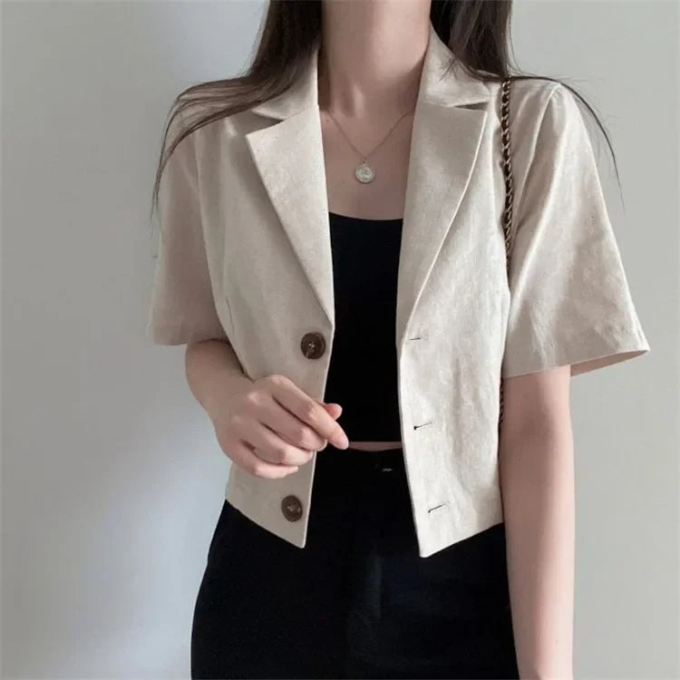 Vintage Style Suit Women's Blazer Casual Short Outwear