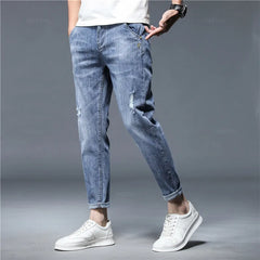 Men's Ankle Length Jeans Streetwear Design Denim Pants