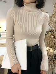 Turtleneck Tops Slim Pullover Jumper Knitted Sweater