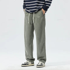 Men's Thick Loose Straight Elastic Waist Korea Casual Trousers