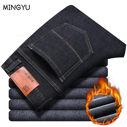 Jeans Business Fashion Cotton Straight Fit Denim Pants Classic