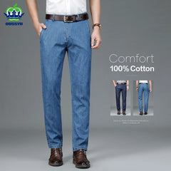 Men's Business Jeans Classic Cotton Straight Stretch Denim Pants