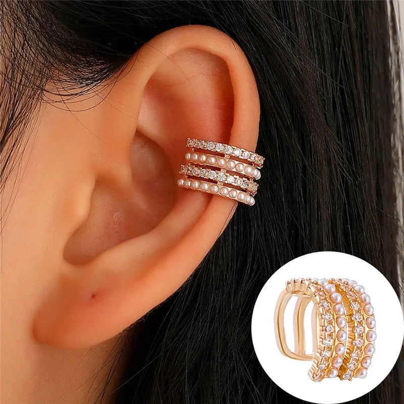 Bohemian NO Piercing Crystal Rhinestone Ear Cuff Wrap Stud Clip Earrings