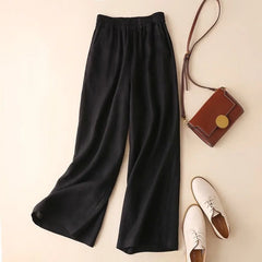 Women Cotton Linen Wide Leg Summer Pants