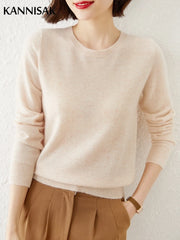 Women's Sweater O-neck Solid Pullovers Shirt Knitwear Long Sleeve