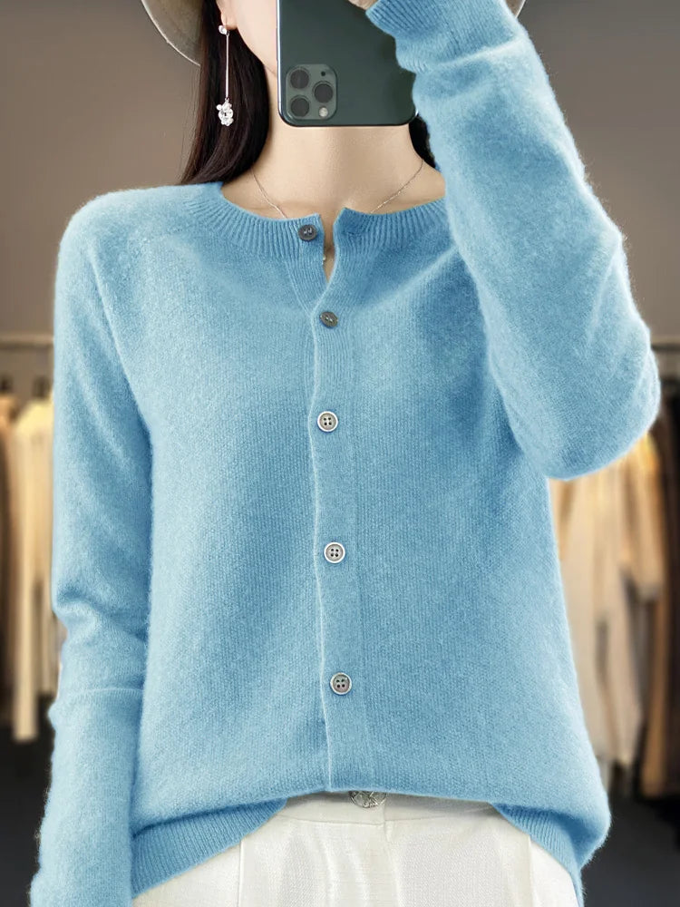 Chic O-neck Grace Cardigan Sweater Clothing Style Tops