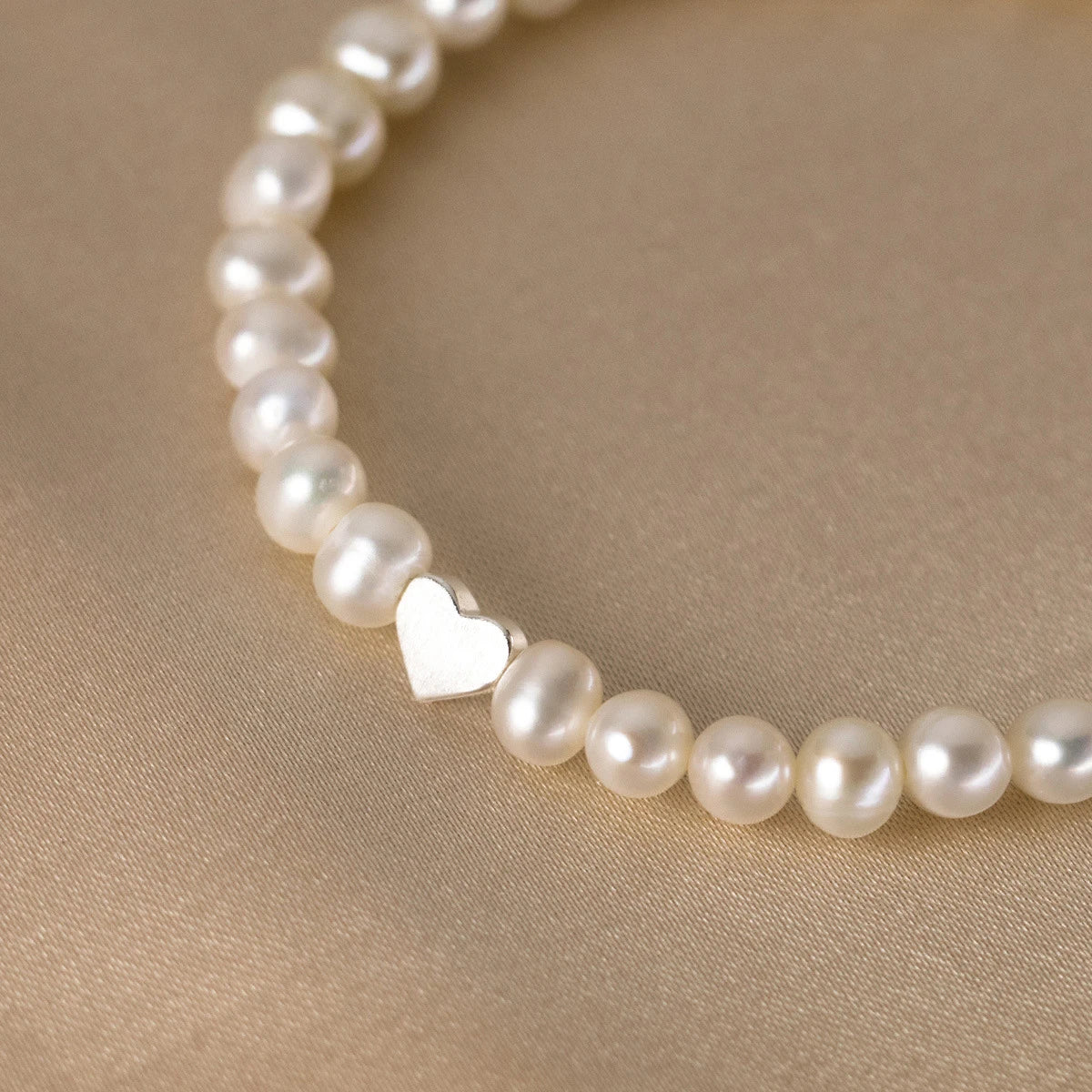 Silver Heart Strand Bracelet Elegant Pearl Bracelets Jewelry