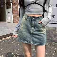 Summer Fashion Casual High Waist Retro A-Line Denim Skirt