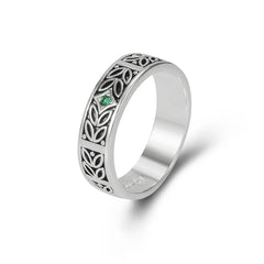 Vintage Emerald Thai Silver Ring For Men Fashion