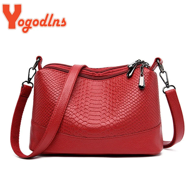 Vintage Crocodile Pattern Crossbody PU Leather Shoulder Bag