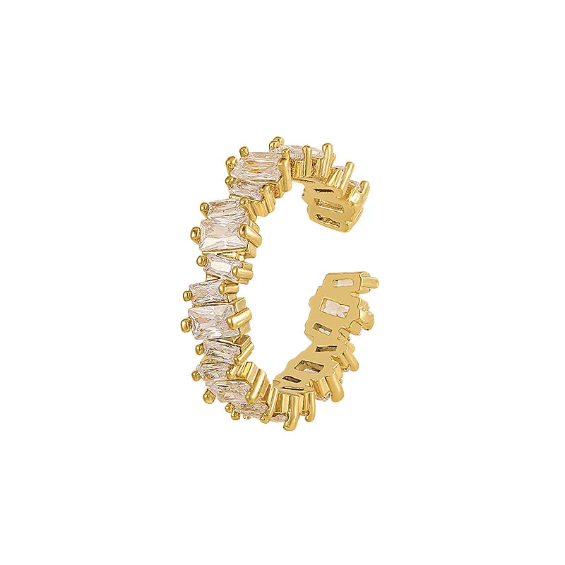 Irregular Zircon Gold Color Open Rings Fashion Jewelry