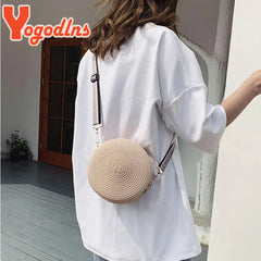 Round Straw Bags for Women Summer Rattan Woven Beach Bag