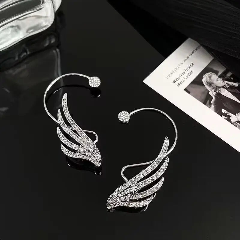 Fashion Zircon Butterfly Ear Clips Sparkling Rhinestone Ear Cuff Clips Earrings