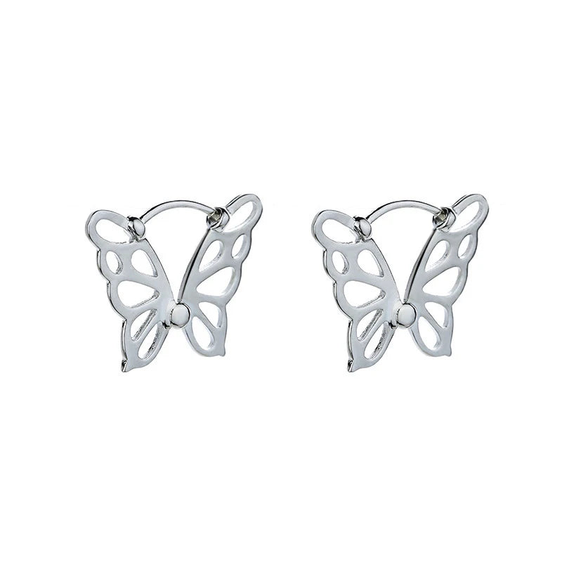 Minimalist Hollow Butterfly Geometric Hoop Earrings