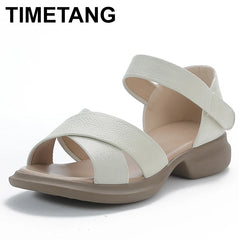 Comfort Shoes for Women Clogs Summer Beige Heeled Sandals Large Size