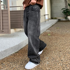 Fashion Ripped Men's Jeans Baggy Straight Vintage Trousers