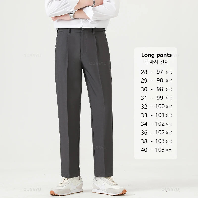 Suit Pants Men Business Thin Formal Ankle Length Work Pant