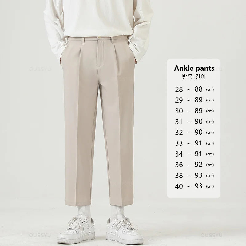 Suit Pants Men Business Thin Formal Ankle Length Work Pant