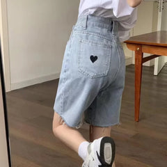 Summer Jeans Shorts Harajuku Vintage Denim Shorts Solid Casual