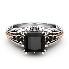 Plated Square Black Zirconia Ring Fashion