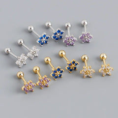 Fashion Petal Screw Bead Stud Earrings Piercing Jewelry Accessories