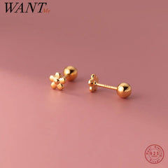 Cute Flowers Baby Screw Beads Stud Earrings Minimalist