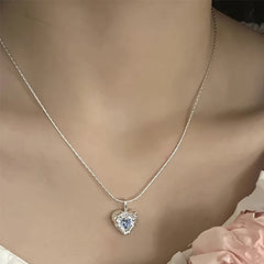 Sparkling Blue Zircon Necklace For Women Fashion Chain Jewelry