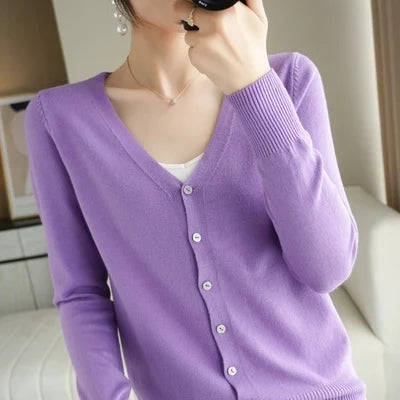 Cardigans Single Breasted V-neck Knitted Sweater Fashion