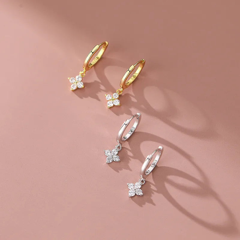 Floral Sweet Earrings Simple Inlaid Zircon Jewelry Accessories