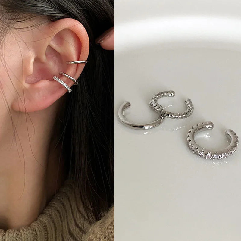 3Pcs/Set Clips Minimalist Fashion Cartilage Hoop Earrings Sets