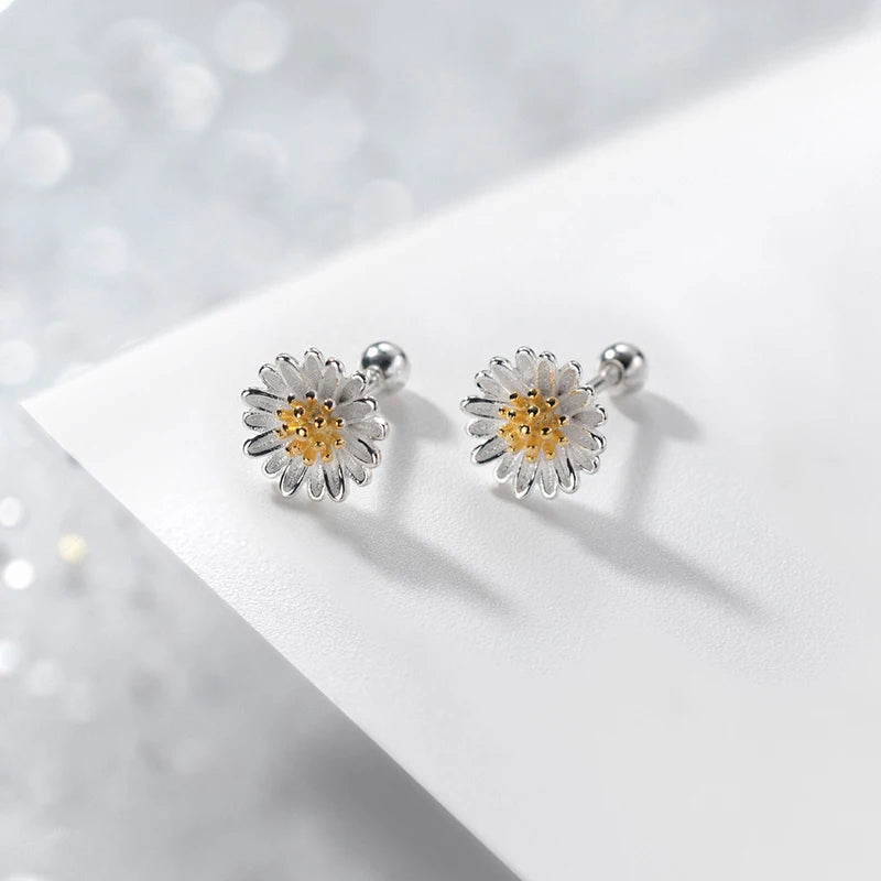 Daisy Screw Beads Stud Earrings Piercing Jewelry