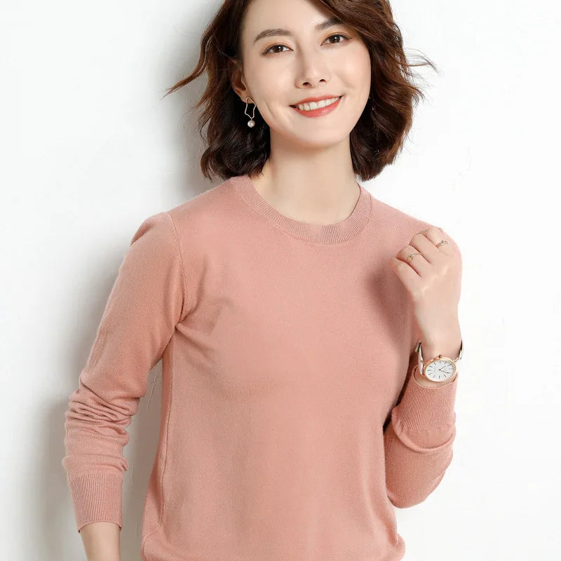 Women Sweater O-neck Basic Pullover Casual Pulls Jumpers